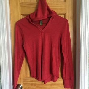 Hooded ultra soft material long-sleeve T